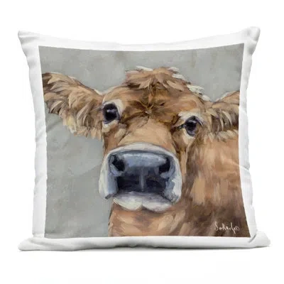Stupell Industries Bubblegum Sweetie Cattle Outdoor Printed Pillow, Design By Sara G. Designs, 18 X 7 X 18 In Brown Cow