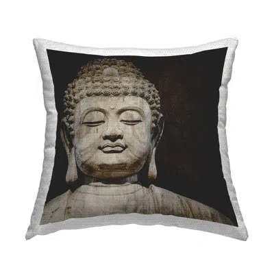 Stupell Industries Buddha Spiritual Sacred Prayer Outdoor Printed Pillow By Tom Bray In Black;brown
