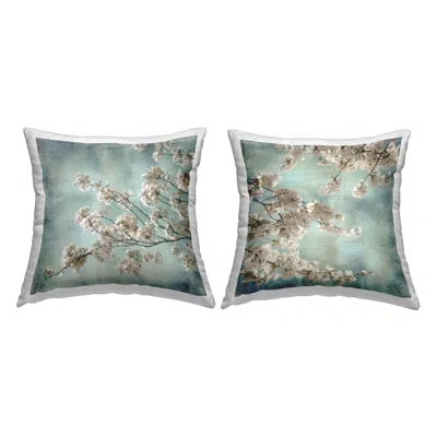 Stupell Industries Budding Spring Cherry Blossoms 2 Piece Outdoor Printed Pillow Set By John Seba In Blue;white