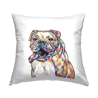 Stupell Industries Bulldog Portrait Abstract Hues Printed Throw Pillow Design By Masey St. Studios