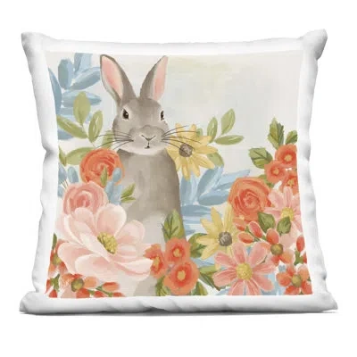 Stupell Industries Bunny Among The Blooms Decorative Printed Throw Pillow, Design By Cat Thurman Designs, 18 X 7 X 18 In Pink Bunny 2
