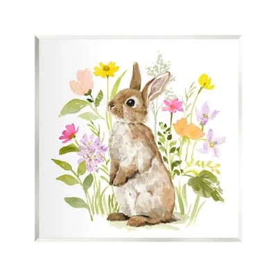 Stupell Industries Bunny In Spring Nature Wall Plaque Art By Victoria Barnes In Brown;green