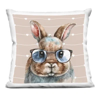 Stupell Industries Buster Rabbit With Specs Decorative Printed Throw Pillow, Design By Yvonne Coleman Burney, 18 X 7 X  In Beige