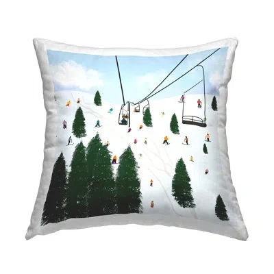 Stupell Industries Busy Ski Slopes Lift Winter Sports Scenery Printed Throw Pillow Design By Ashley Singleton In Beige