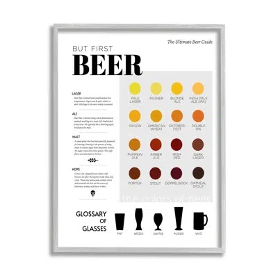 Stupell Industries But First Beer Diagram In Farmhouse Gray Framed Giclee