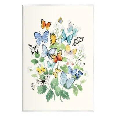 Stupell Industries Butterflies & Spring Florals On Mdf By Heather Lee Chan Print In Multi-color