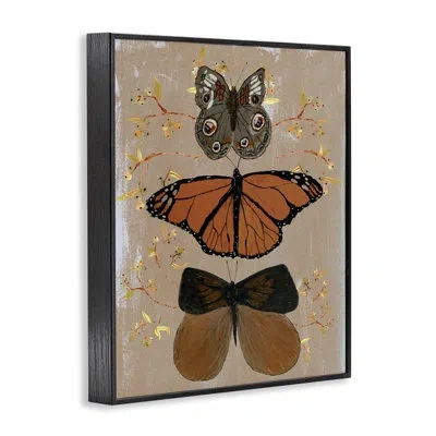 Stupell Industries Butterfly Collage Symmetry Framed Giclee Art, Design By Kara Keller Designs In Midnight Black Framed Giclee