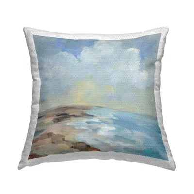 Stupell Industries By The Beach Shore Outdoor Printed Pillow By Silvia Vassileva In Blue