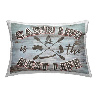 Stupell Industries Cabin Life Best Phrase Outdoor Printed Pillow By Marcus Prime In Blue;brown;gray