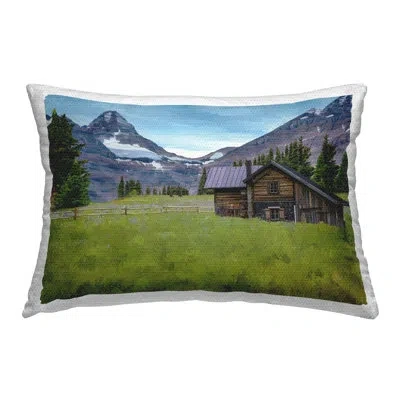 Stupell Industries Cabin On Ranch Landscape Outdoor Printed Pillow By Renel Peters In Green