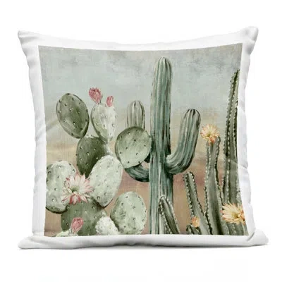 Stupell Industries Cacti Blooms Among Thorns Outdoor Printed Pillow Design By Luna Mavis In Green
