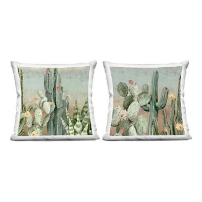 Stupell Industries Cactus Blooms Among Thorns 2 Piece Decorative Printed Throw Pillow Set Design By Luna Mavis In Green