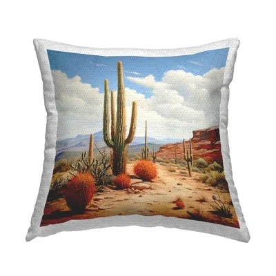 Stupell Industries Cactus Plants Landscape Outdoor Printed Pillow By Rb In Blue