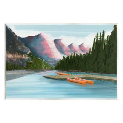 Stupell Industries Calming Lake Camp Nature Canoes Floater Canvas Wall Art By Arctic Frame In Wood