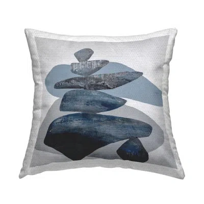 Stupell Industries Calming Stacked Modern Rocks Outdoor Printed Pillow By Ruth Fromstein In Blue;white;gray