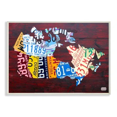 Stupell Industries 'canadian Cities Map And License Plates Abstract Stretched' Graphic Art On Canvas In Wall Plaque