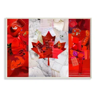 Stupell Industries 'canadian Flag With Graphic Images Stretched' Graphic Art On Canvas In Wall Plaque