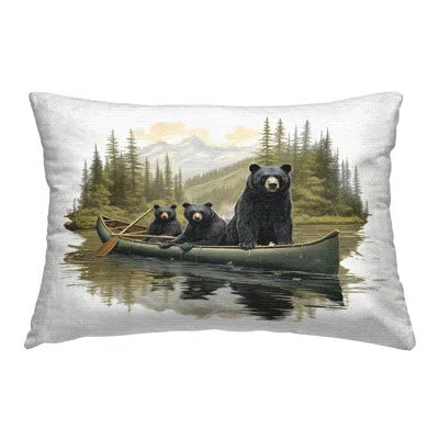 Stupell Industries Canoeing Bears On Lake Outdoor Printed Pillow By Jim Baldwin In Green