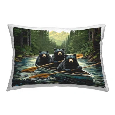 Stupell Industries Canoeing Bears On River Outdoor Printed Pillow By Jim Baldwin In Green