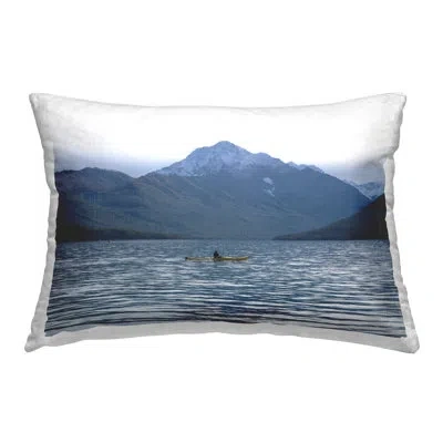 Stupell Industries Canoeing Mountain Scenery Decorative Printed Throw Pillow By Daniel Sproul In Blue