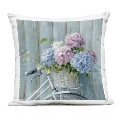 Stupell Industries Cape Cod Bicycle Flowers Outdoor Printed Pillow Design By Danhui Nai In Blue