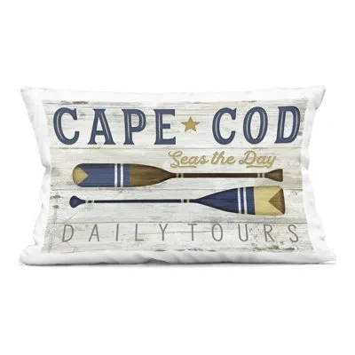 Stupell Industries Cape Cod Rustic Oars Decorative Printed Throw Pillow, Design By Jennifer Pugh In Blue