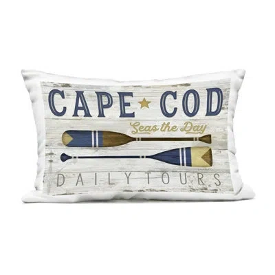 Stupell Industries Cape Cod Rustic Oars Outdoor Printed Pillow, Design By Jennifer Pugh In Blue