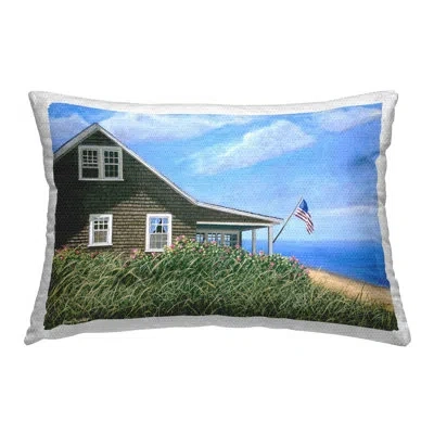 Stupell Industries Cape House With Flag Outdoor Printed Pillow By Tom Mielko In Green