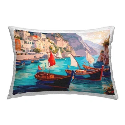 Stupell Industries Capri Boat Marina View Outdoor Printed Pillow By Amelia Noyes In Blue