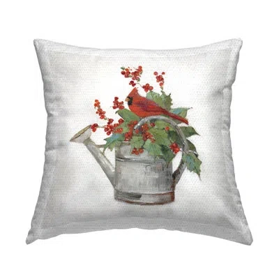 Stupell Industries Cardinal & Watering Can Outdoor Printed Pillow By Sally Swatland In Red