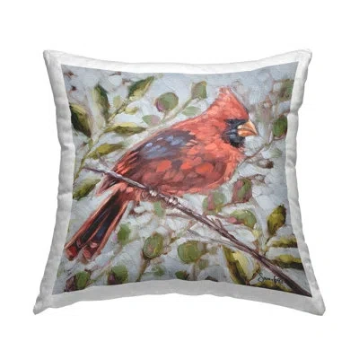 Stupell Industries Cardinal Bird Botanical Nature Printed Throw Pillow Design By Sara G. Designs In Beige
