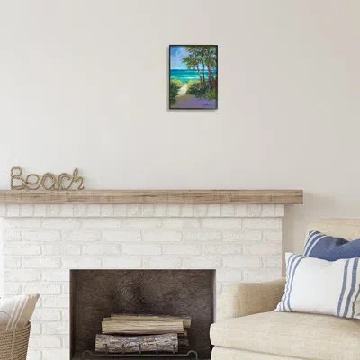 Stupell Industries Caribbean Beach View By Jane Slivka In Midnight Black Framed Giclee