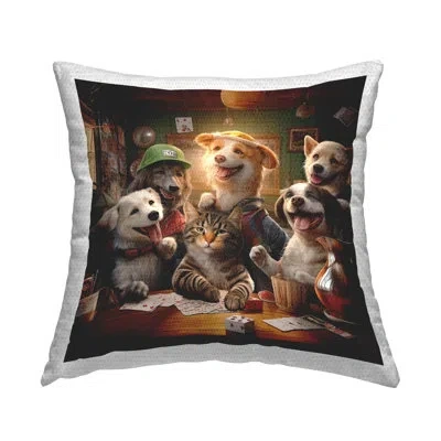 Stupell Industries Casino Games Animals Outdoor Printed Pillow By Jim Baldwin In Brown