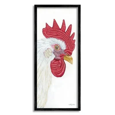 Stupell Industries Casual Chicken Rooster Farm Animal Wildlife Portrait By Ashley Justice - Floater Frame Graphic Art O In Midnight Black Framed Giclee