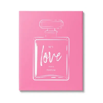 Stupell Industries Casual Glam Perfume Bold Pink Love Calligraphy By Martina Pavlova - Floater Frame Graphic Art On Can In Wrapped Canvas