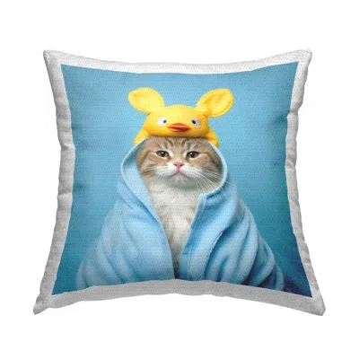 Stupell Industries Cat In Bathroom Robe Outdoor Printed Pillow By Rb In Blue