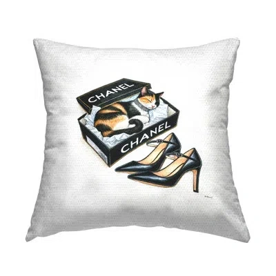 Stupell Industries Cat Sleeping Heels Box Outdoor Printed Pillow By Amanda Greenwood In Black