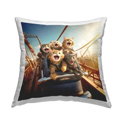 Stupell Industries Cats On Roller Coaster Outdoor Printed Pillow By Jim Baldwin In Brown