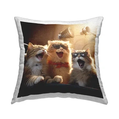 Stupell Industries Cats Singing In Studio Outdoor Printed Pillow By Jim Baldwin In Tan