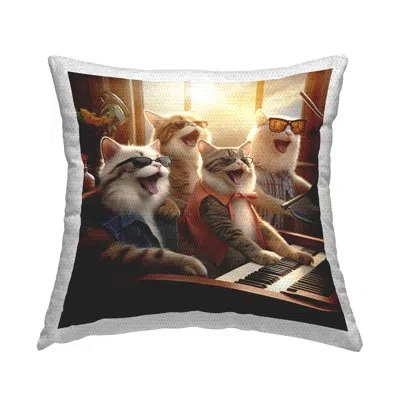 Stupell Industries Cats Singing With Piano Outdoor Printed Pillow By Jim Baldwin In Brown