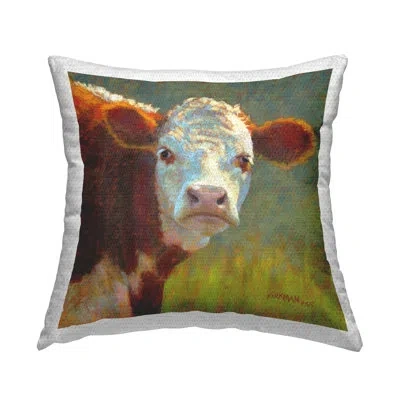 Stupell Industries Cattle Grazing Farmland Grass Outdoor Printed Pillow By Rita Kirkman In Brown;green