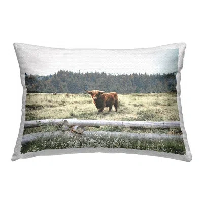 Stupell Industries Cattle Overlooking Fence Printed Outdoor Throw Pillow Design By Gail Peck In Tan