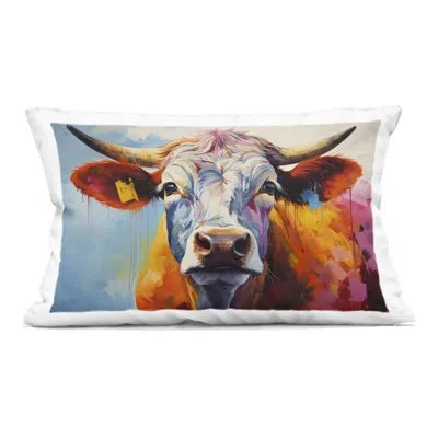 Stupell Industries Cattle Portrait Decorative Printed Throw Pillow Design By Lsr Creative Studio In Blue