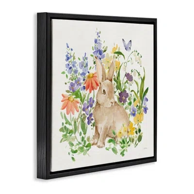 Stupell Industries Celebrate Spring Bunny Floating Frame, Design By Katrina Pete In Jet Black Floater Frame