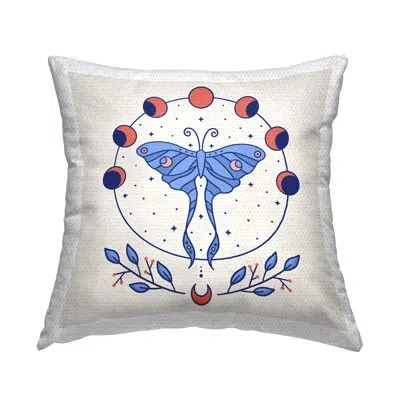 Stupell Industries Celestial Luna Moth Outdoor Printed Pillow By Ahmed Sameh Hussein In Blue