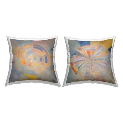 Stupell Industries Centric Circular Pattern 2 Pc Decorative Printed Throw Pillow Set By Noah Bay In Blue