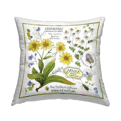 Stupell Industries Chamomile Herb Uses Printed Outdoor Throw Pillow Design By Jane Maday In White