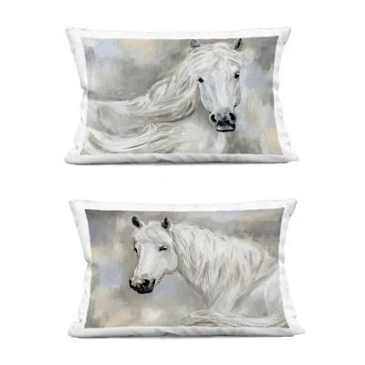 Stupell Industries Charming White Horses Design By Victoria Barnes  Throw Pillow (set Of 2)