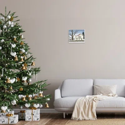 Stupell Industries " Charming Winter Neighborhood Single Picture Frame " By Billy Jacobs On Canvas In Coastal White Framed Giclee