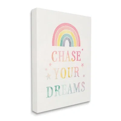 Stupell Industries Chase Your Dreams Starry Rainbow Detail By Victoria Barnes - Floater Frame Textual Art On Canvas In Wrapped Canvas